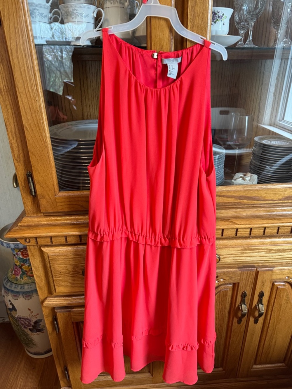 H&M Red Sleeveless Tiered Dress